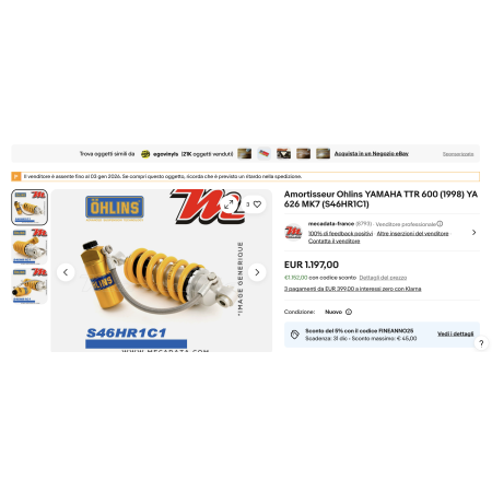 AMMORTIZZATORE SOSPENSIONE POSTERIORE OHLINS YAMAHA TTR 600 1997-2000-2003